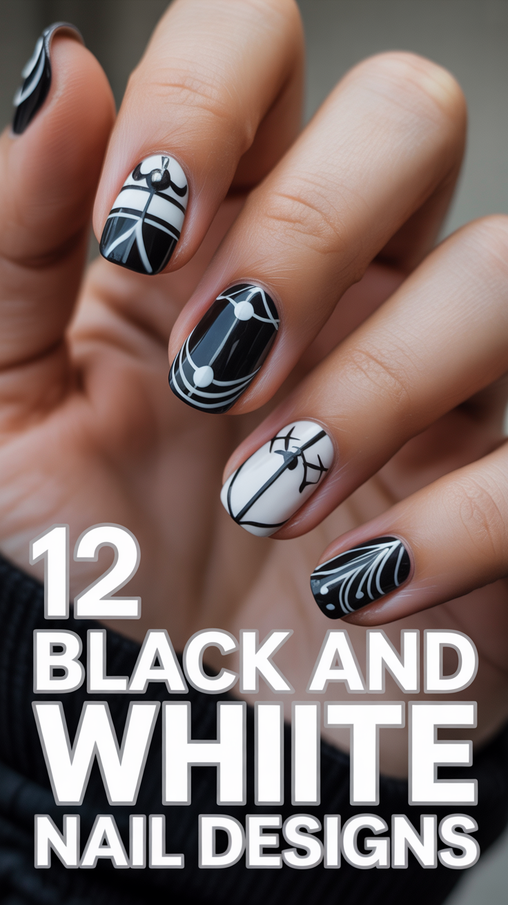 💅 12 Black And White Nail Designs