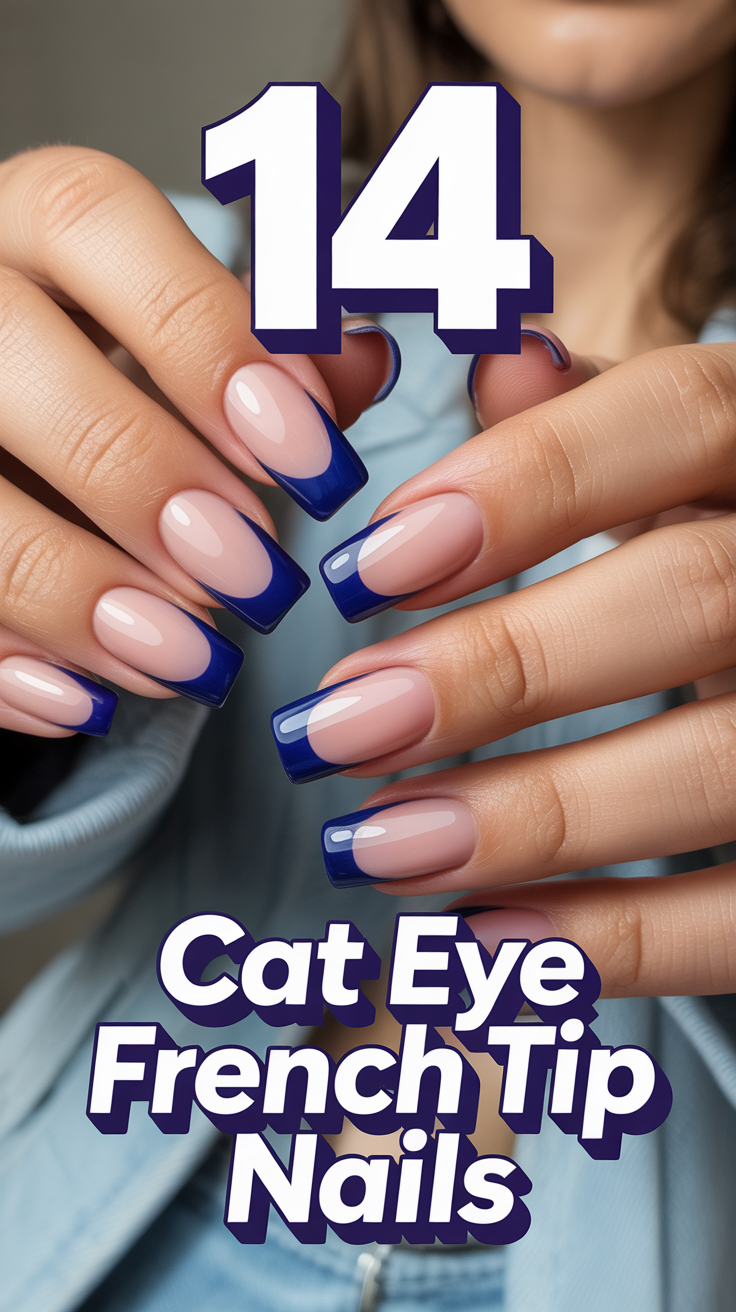 💅 14 Cat Eye French Tip Nails
