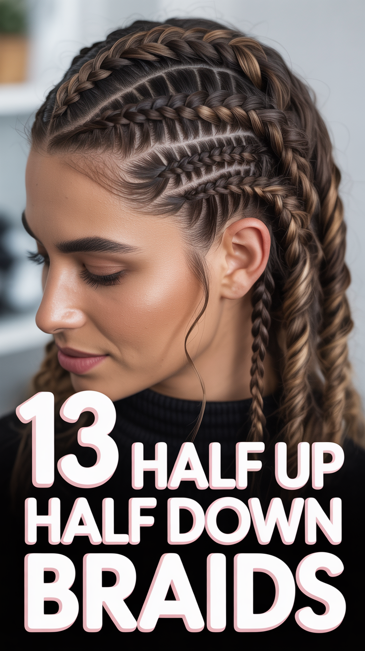 ✨ 13 Half Up Half Down Braids