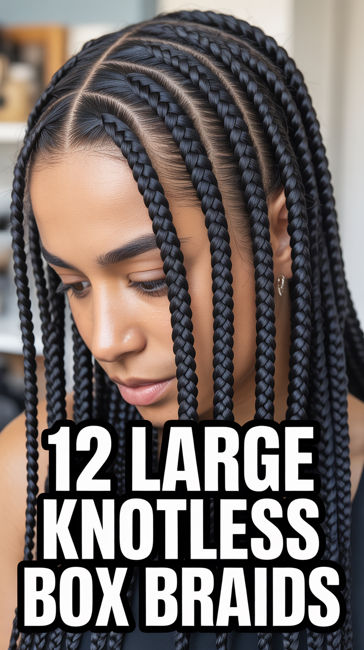 💇 12 Large Knotless Box Braids