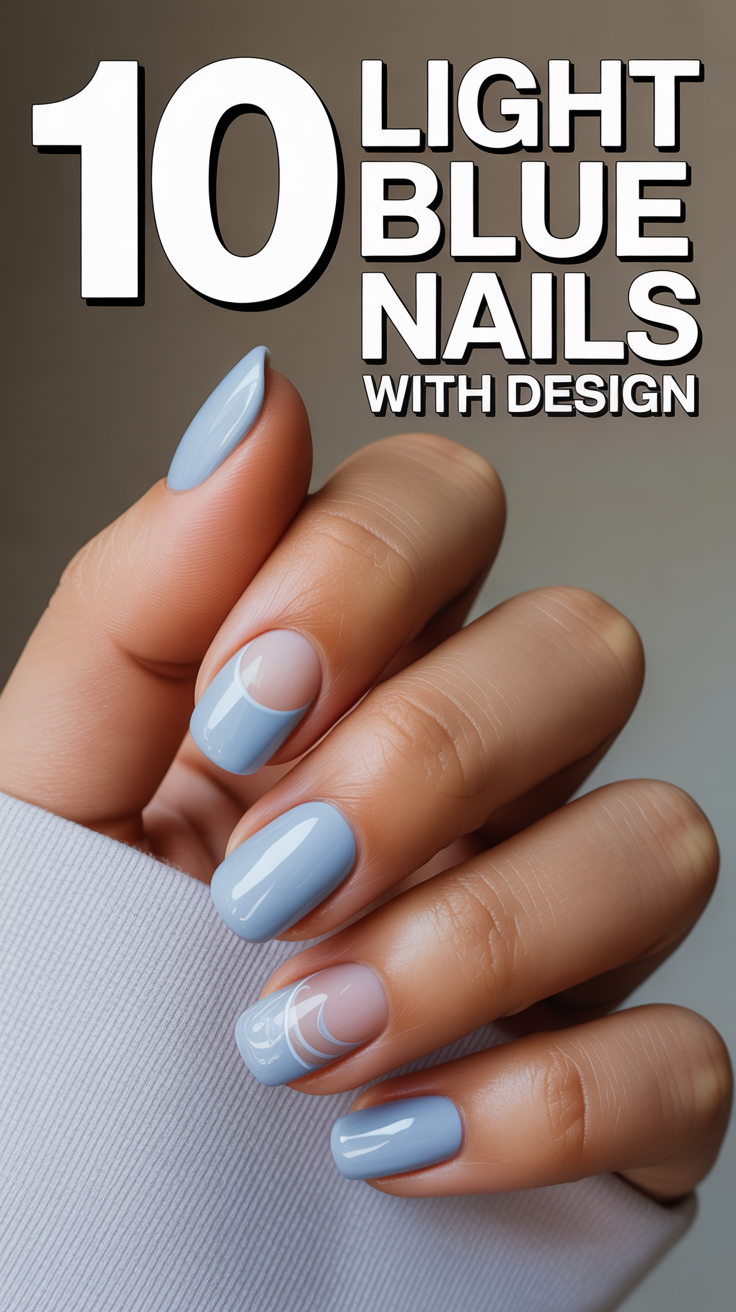 💅 10 Light Blue Nails With Design