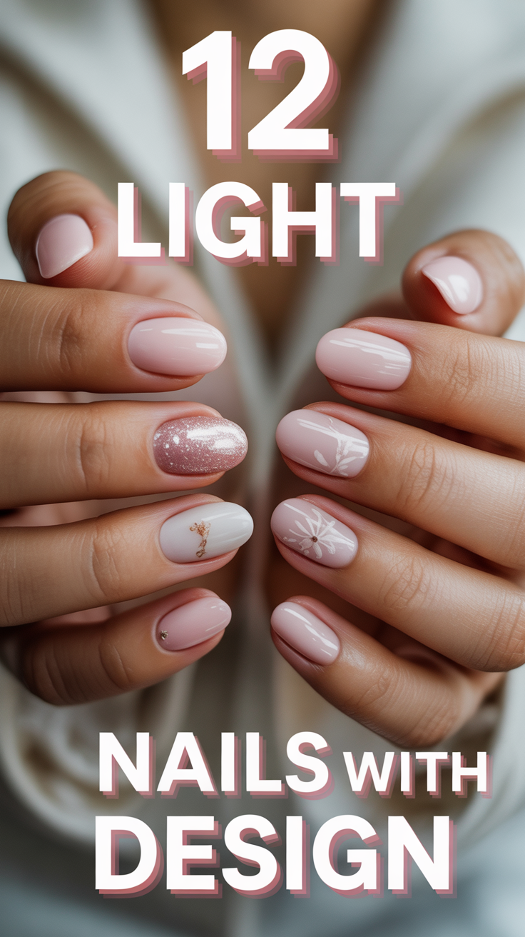 💅 12 Light Pink Nails With Design