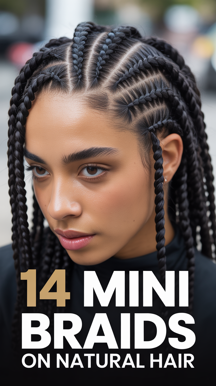 🪢 14 Mini Braids On Natural Hair