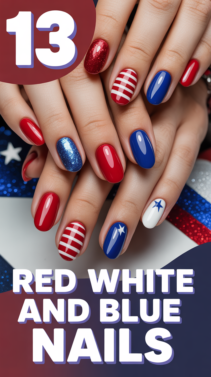 🎆 13 Red White And Blue Nails