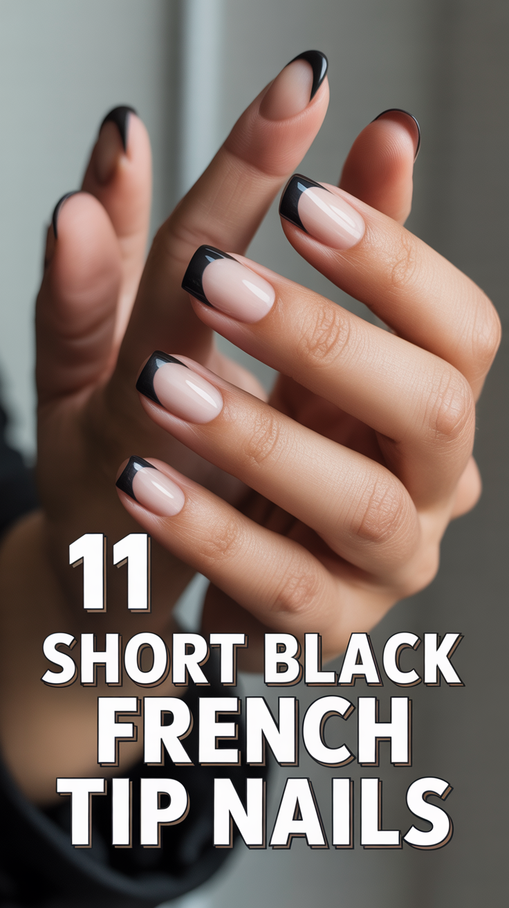 💅 11 Short Black French Tip Nails