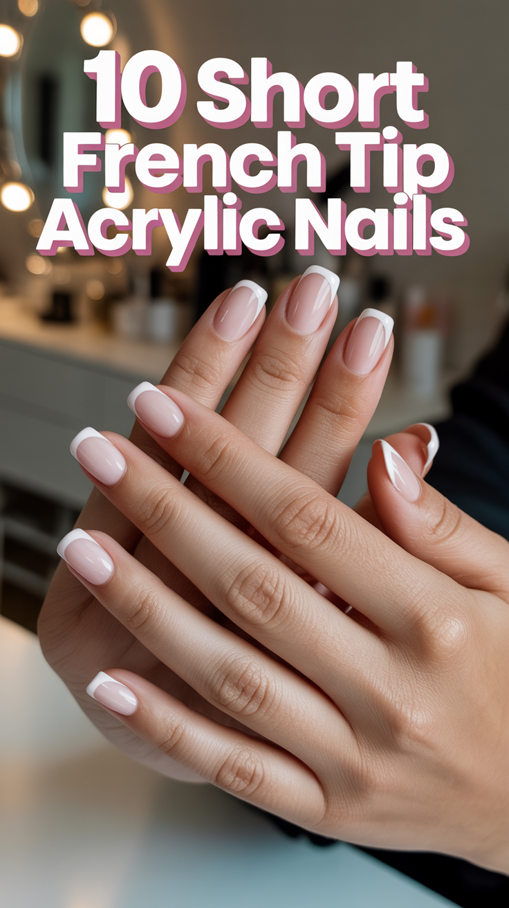 ✨ 10 Short French Tip Acrylic Nails