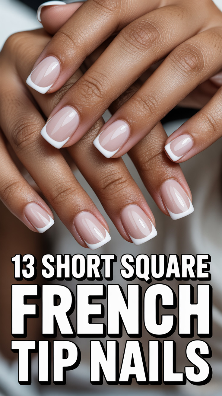 💅 13 Short Square French Tip Nails