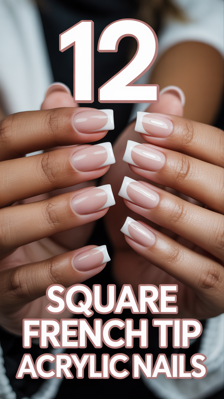 💅 12 Square French Tip Acrylic Nails
