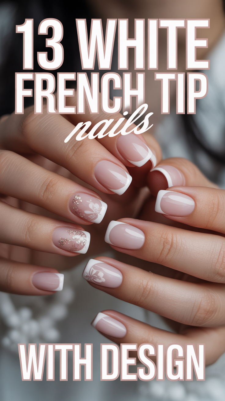 💅 13 White French Tip Nails With Design