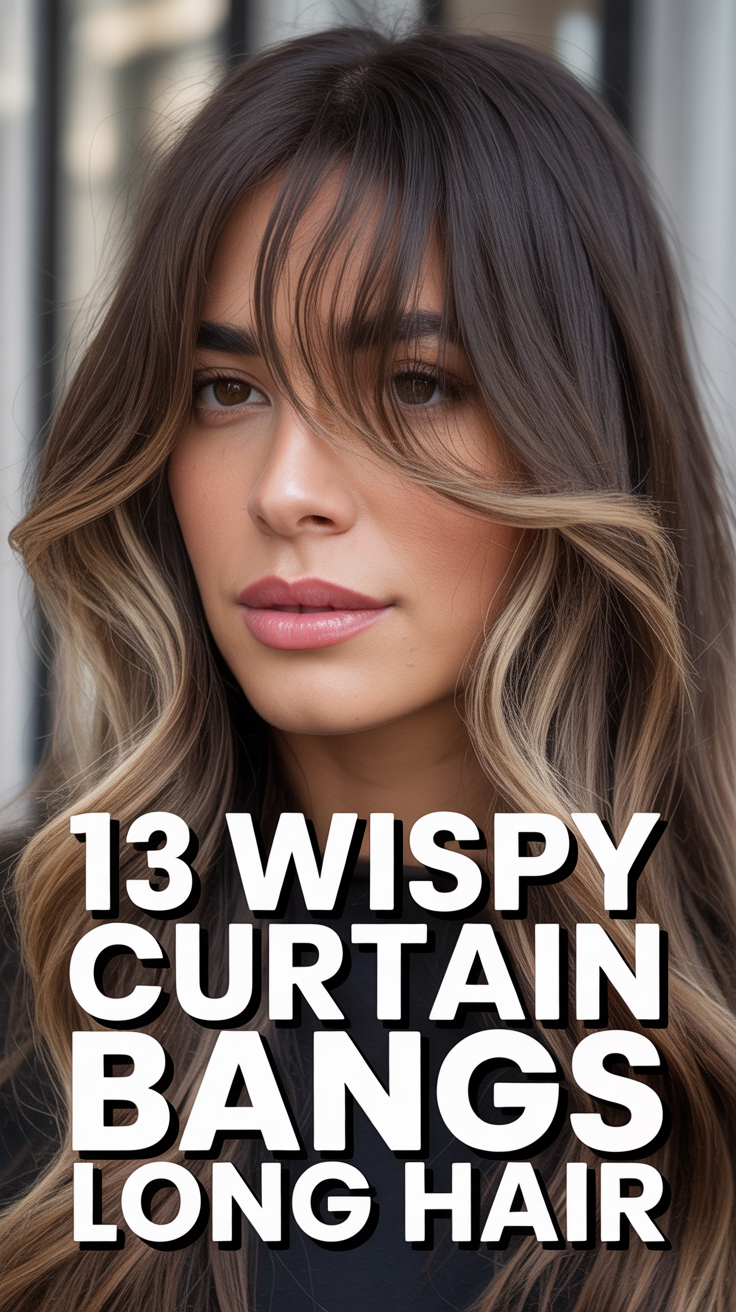 💁‍♀️ 13 Wispy Curtain Bangs Long Hair