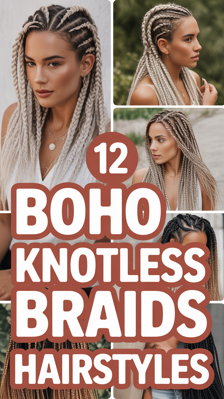 🌸 12 Boho Knotless Braids Hairstyles