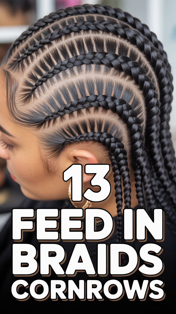 💖 13 Feed In Braids Cornrows