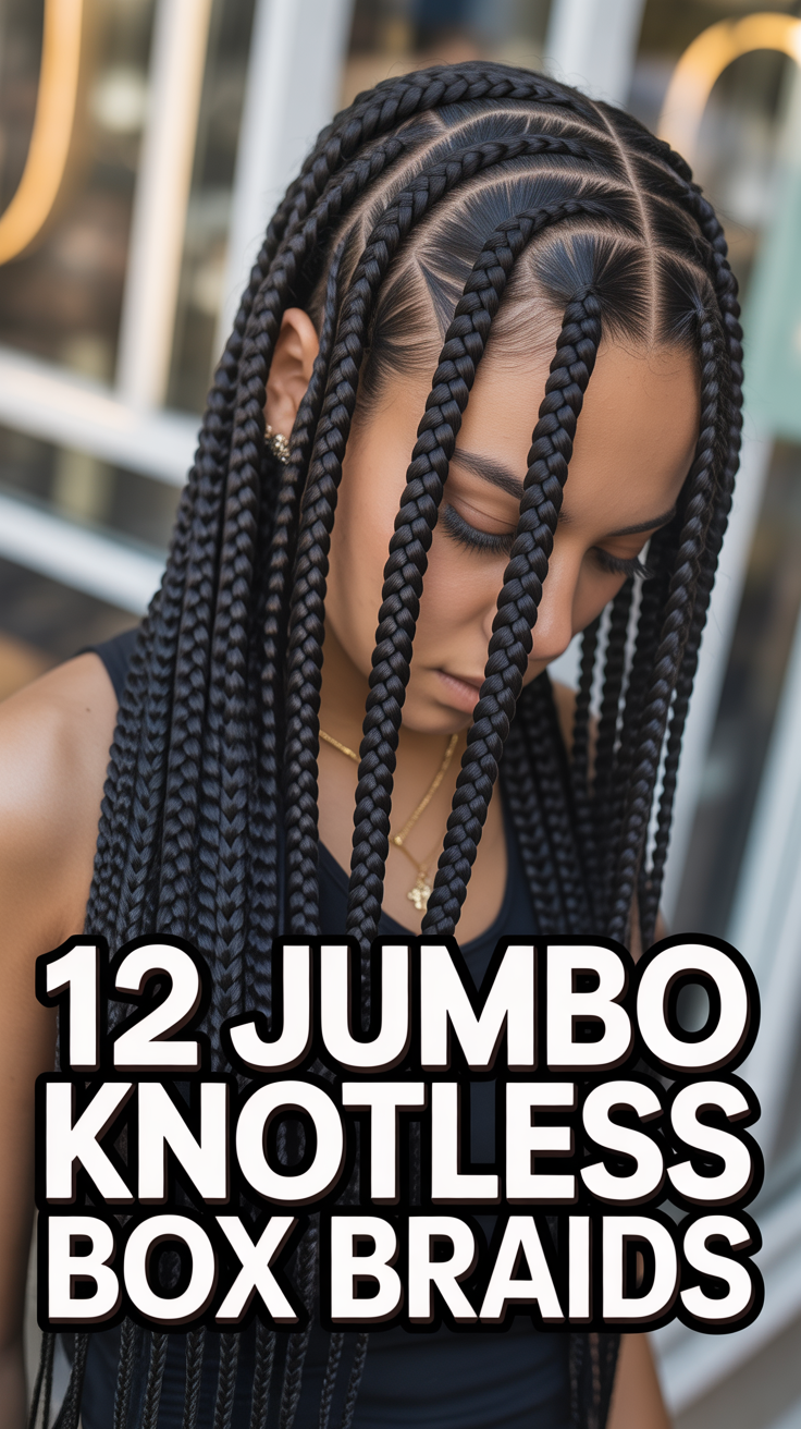 ✨ 12 Jumbo Knotless Box Braids